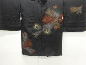 大正ロマン　漆孔雀羽根模様織出し絵羽織